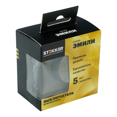Выключатель диммирующий (механизм), STEKKER, 250В, 500W, серия Эмили, RSW10-5106-10, платиново-серый, soft touch 49946