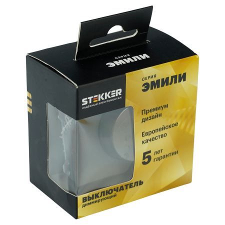 Выключатель диммирующий (механизм), STEKKER, 250В, 500W, серия Эмили, RSW10-5106-09, антрацит, soft touch 49920