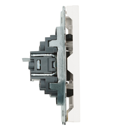 Розетка компьютерная 1-местная RJ-45 (механизм), STEKKER, серия Эмили, RST00-5117-01, белый фарфор, soft touch 49873