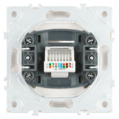 Розетка компьютерная 1-местная RJ-45 (механизм), STEKKER, серия Эмили, RST00-5117-01, белый фарфор, soft touch 49873