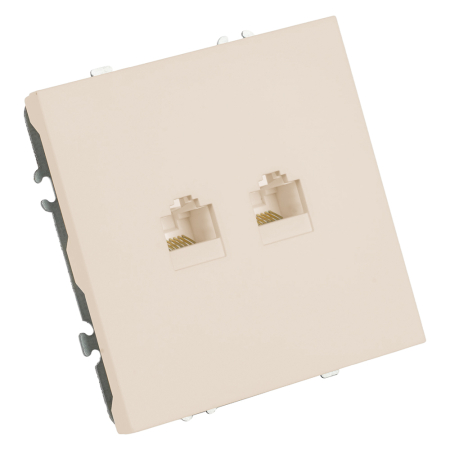 Розетка компьютерная 2-местная RJ-45 (механизм), STEKKER, серия Эмили, RST00-5111-08, кашемир, soft touch 49900