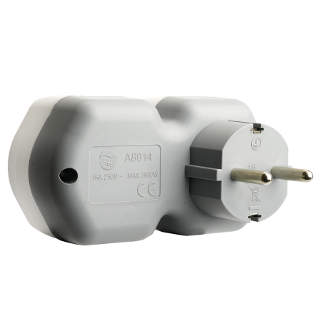 Разветвитель сетевой на 1 выход с/з STEKKER 250В, 16А, USB A+ Type C, 2,4А, PD, белый/серый, ADP16-16-20 50109