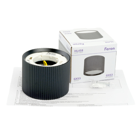 Светильник потолочный Feron HL458  Barrel ARIA 12W, 230V, GX53, черный 51671