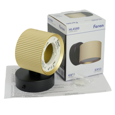 Светильник  настенный Feron HL4580 ARIA 12W, 230V,GX53, золото+черный IP20 51677