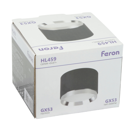 Светильник потолочный Feron Barrel DUET HL459 12W, 230V,GX53, черный + хром IP20 51689