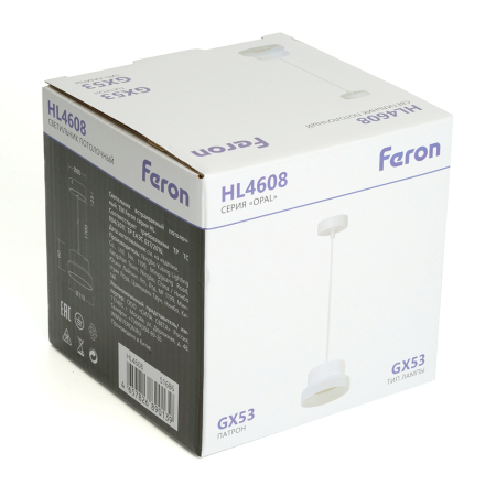 Светильник потолочный Feron Barrel HL4608 OPAL levitation 12W, 230V, GX53, белый, на подвесе 1,7 м 51686