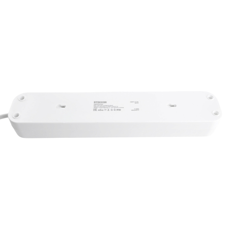 Удлинитель 4-местный с/з с выключ. STEKKER HM071-41-03 3x1мм2, 3м, 250В, 16А, 1USB+2C, 2.4A, сер Home, белый 50140