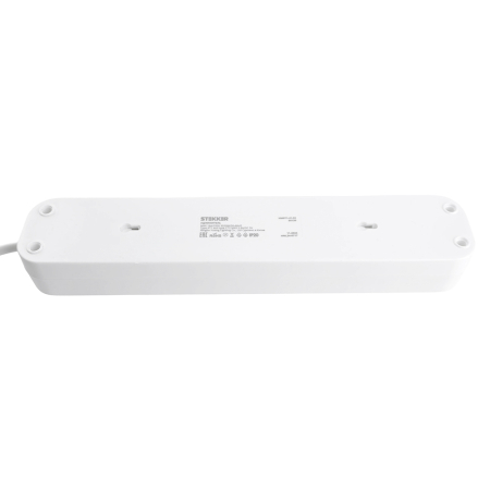Удлинитель 4-местный с/з с выключ. STEKKER HM071-41-02 3x1мм2, 2м, 250В, 16А, 1USB+2C, 2.4A, сер Home, белый 50139