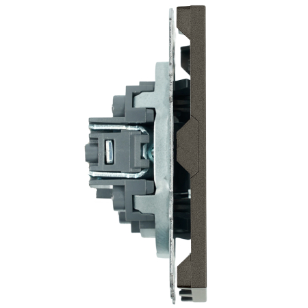 Розетка HDMI 2.0 Type A (механизм), STEKKER, серия Эмили, RST00-5118-09, антрацит, soft touch 50168