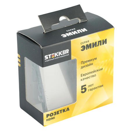 Розетка HDMI 2.0 Type A (механизм), STEKKER, серия Эмили, RST00-5118-09, антрацит, soft touch 50168