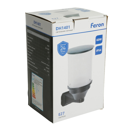 Светильник садово-парковый Feron DH1401, на стену вверх,E27 220-240V, черный 51736