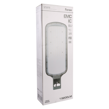Светодиодный уличный консольный светильник Feron SP3070 120W 5000K AC90-300V, серый 51801