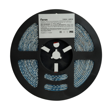 Светодиодная LED лента Feron LS512, 180SMD(2835)/м 16Вт/м 24V 5000*10*2.3мм 4000К IP65 51826