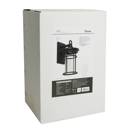 Светильник садово-парковый Feron PL761 на стену вниз 60W 230V E27,  черный 51817