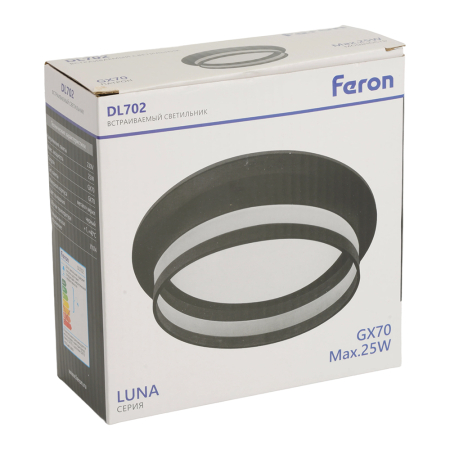 Светильник встраиваемый Feron DL702 LUNA потолочный GX70 черный круг 51098