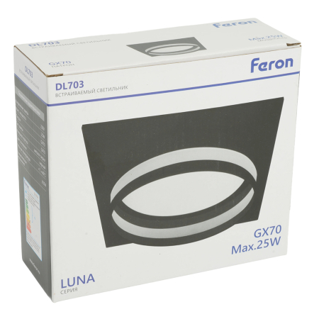 Светильник встраиваемый Feron DL703 LUNA потолочный GX70 черный квадрат 51100