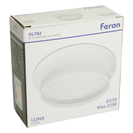 Светильник встраиваемый Feron DL702 LUNA потолочный GX70 белый круг 51097