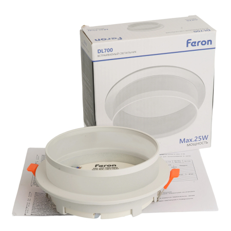 Светильник встраиваемый Feron DL700  потолочный GX70 белый круг 51093