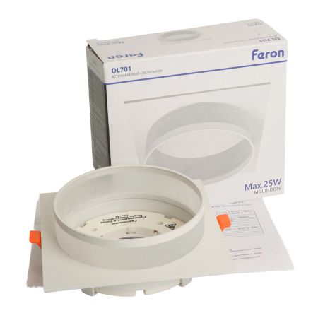 Светильник встраиваемый Feron DL701 потолочный GX70 белый квадрат 51095