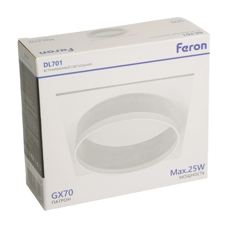 Светильник встраиваемый Feron DL701 потолочный GX70 белый квадрат 51095