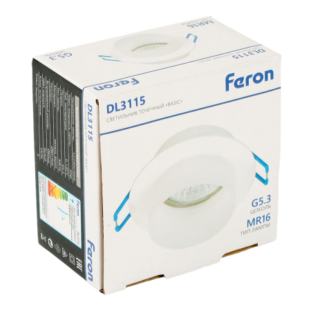 Светильник встраиваемый Feron DL3115 потолочный MR16 G5.3 белый 51935