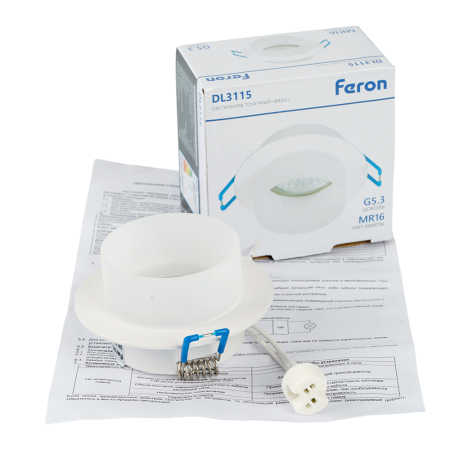 Светильник встраиваемый Feron DL3115 потолочный MR16 G5.3 белый 51935