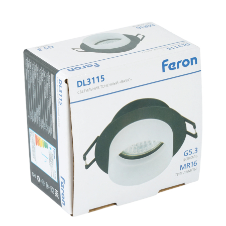 Светильник встраиваемый Feron DL3115 потолочный MR16 G5.3 черный 51934