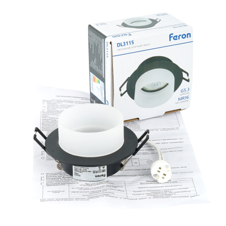 Светильник встраиваемый Feron DL3115 потолочный MR16 G5.3 черный 51934