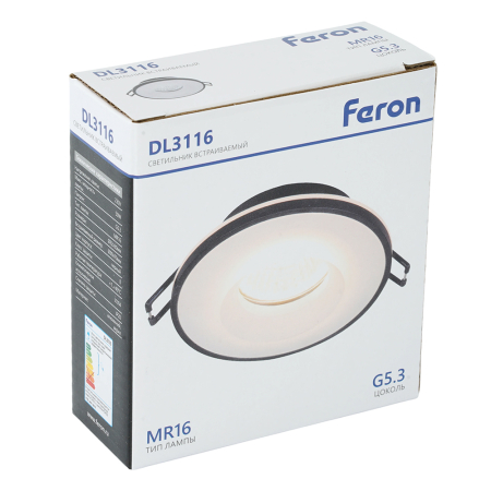 Светильник встраиваемый Feron DL3116 потолочный G5.3 черный 51939
