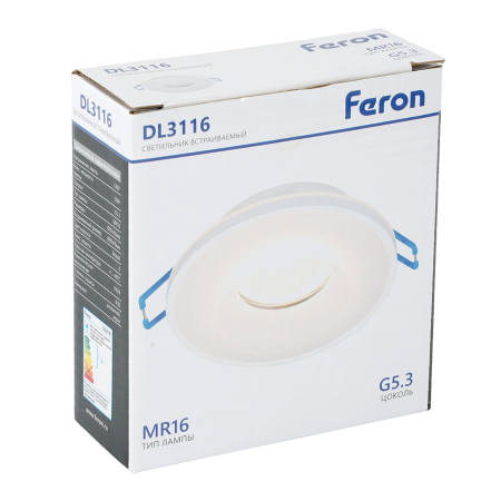 Светильник встраиваемый Feron DL3116 потолочный G5.3 белый 51940
