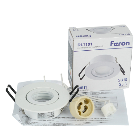 Светильник встраиваемый Feron DL1101 потолочный MR11 G5.3, GU10 белый 51948