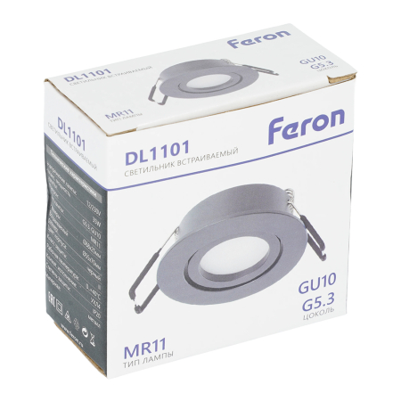 Светильник встраиваемый Feron DL1101 потолочный MR11 G5.3, GU10 черный 51947
