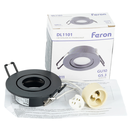 Светильник встраиваемый Feron DL1101 потолочный MR11 G5.3, GU10 черный 51947