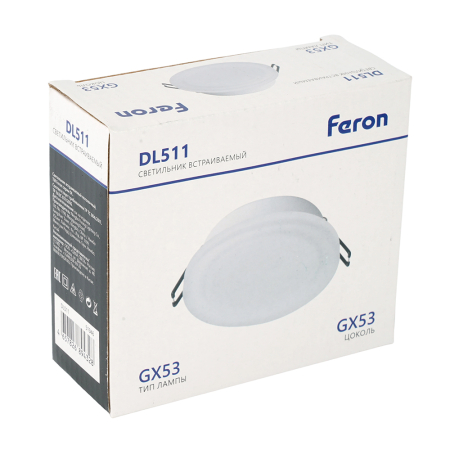 Светильник встраиваемый Feron DL511 потолочный GX53 белый 51946