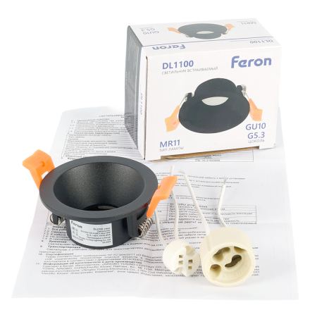 Светильник встраиваемый Feron DL1100 потолочный MR11 G5.3, GU10 черный 51943