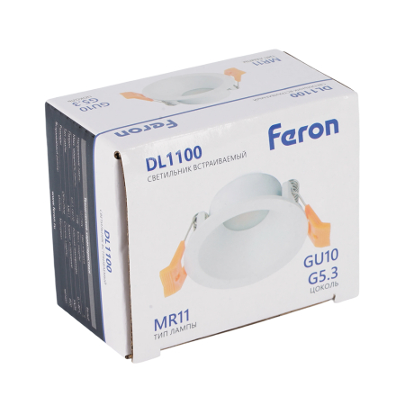 Светильник встраиваемый Feron DL1100 потолочный MR11 G5.3, GU10 черный 51944