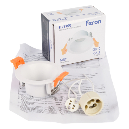 Светильник встраиваемый Feron DL1100 потолочный MR11 G5.3, GU10 черный 51944