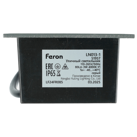 Светодиодный светильник Feron LN013-1 встраиваемый 3W 4000K, IP65, серый 51957