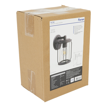 Светильник садово-парковый Feron PL791  на стену вниз 40W 220-240V E27, черный 51965