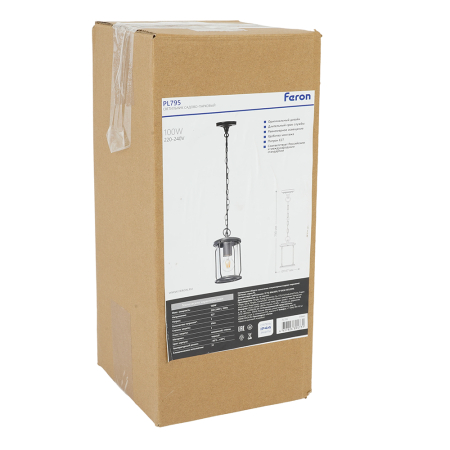 Светильник садово-парковый Feron PL795  на цепочке 100W 220-240V E27, черный 51966