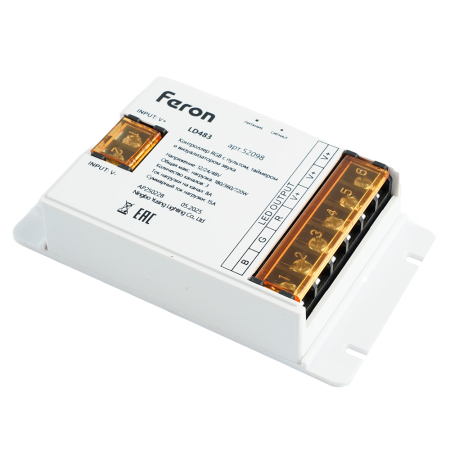 LD483 Контроллер RGB с пультом, таймером и визуализатором звука, 12-24-48V 52098