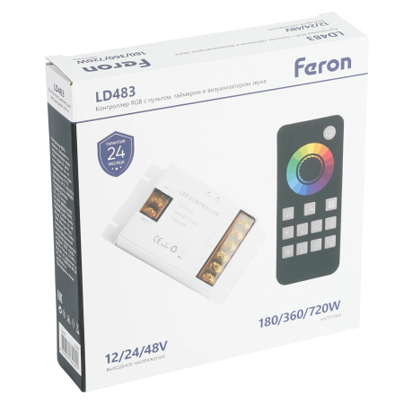 LD483 Контроллер RGB с пультом, таймером и визуализатором звука, 12-24-48V 52098
