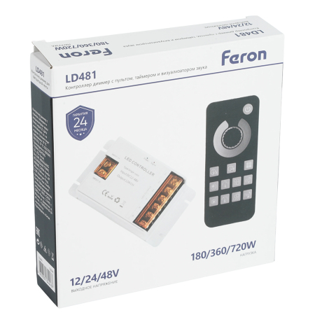 LD481 Контроллер ДИММЕР с пультом, таймером и визуализатором звука, 12-24-48V 52096