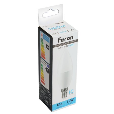 Лампа светодиодная Feron LB-980 Свеча E14 15W 175-265V 6400K 52074