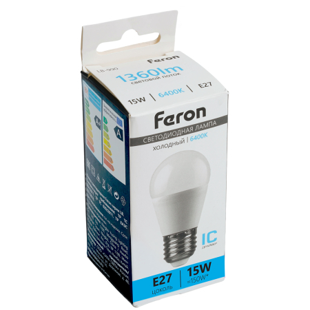 Лампа светодиодная Feron LB-990 Шарик E27 15W 175-265V 6400K 52078