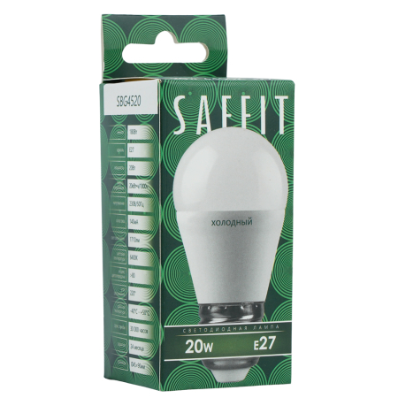 Лампа светодиодная SAFFIT SBG4520 Шарик E27 20W 230V 6400K 55278