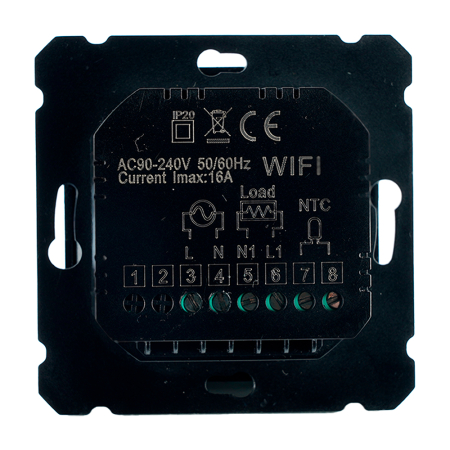 Терморегулятор Wi-Fi (механизм), STEKKER, 250В, 3500Вт, серия Катрин, GLS00-7119-05, черный 50375