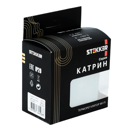 Терморегулятор Wi-Fi (механизм), STEKKER, 250В, 3500Вт, серия Катрин, GLS00-7119-01, белый 50374