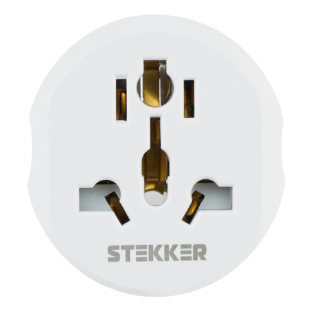 Адаптер-переходник для евровилки с/з, ультраплоский, STEKKER ADP16-06-20W , 250В, 16A, IP20,белый 50412