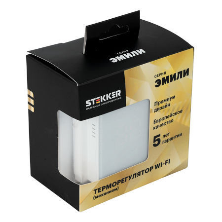 Терморегулятор Wi-Fi (механизм), STEKKER, 250В, 3500Вт, серия Эмили, RSW00-5119-01, белый фарфор, soft touch 50376